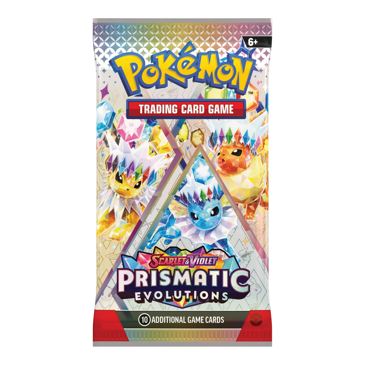 Prismatic Evolutions Booster Pack - boosterpack, artwork vaporeon jolteon flareon (verpakking kan variëren)