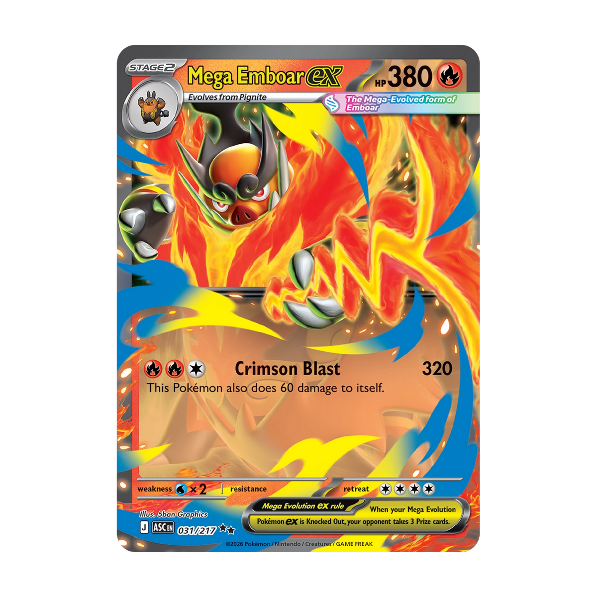 Mogelijke pull: Mega Emboar ex, Ascended Heroes (Engels). Niet gegarandeerd inbegrepen.