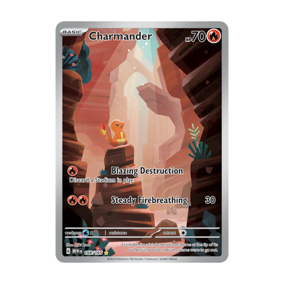 Chase-kaart: Charmander 168, 151 Booster Pack (Engels). Mogelijke pull; niet gegarandeerd inbegrepen.