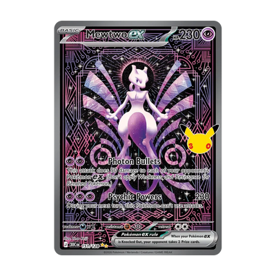Chase-kaart: Mewtwo ex 151, 30th Celebration (Engels). Mogelijke pull; niet gegarandeerd inbegrepen.