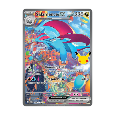 Chase-kaart: Salamence ex 156, 30th Celebration Booster Bundle (Engels). Mogelijke pull; niet gegarandeerd inbegrepen.