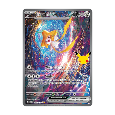 30th Celebration Booster Pack - chase-kaart 155 jirachi ex (Engels). Mogelijke pull; niet gegarandeerd inbegrepen.