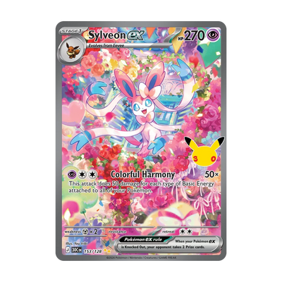 30th Celebration Booster Pack - chase-kaart 153 sylveon ex (Engels). Mogelijke pull; niet gegarandeerd inbegrepen.