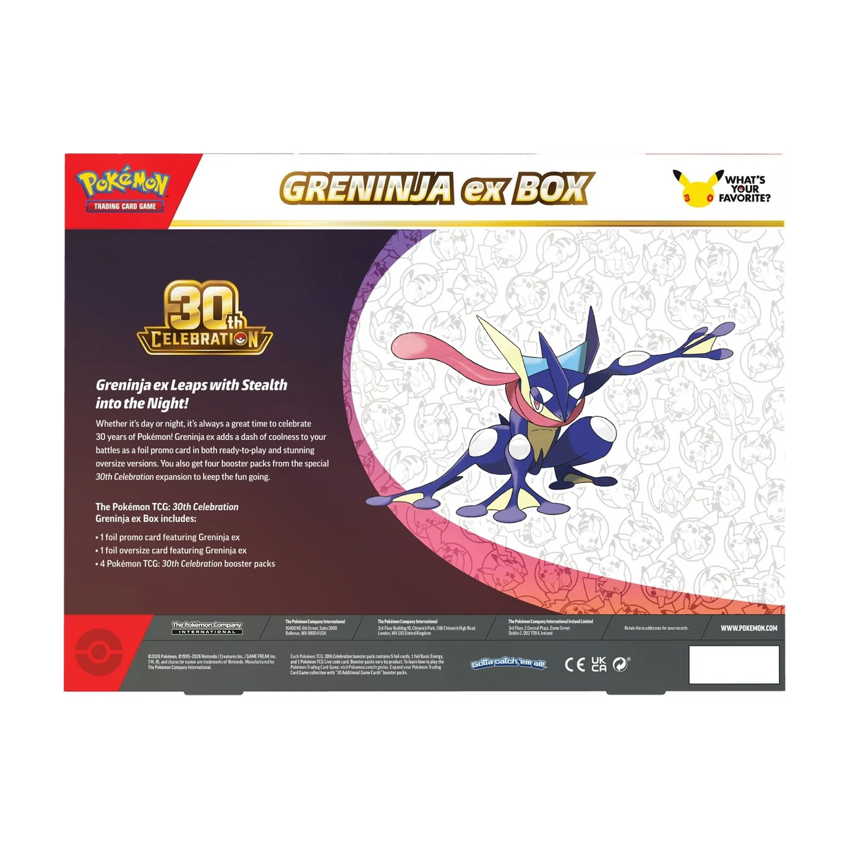 30th Celebration Greninja ex Box – achterkant