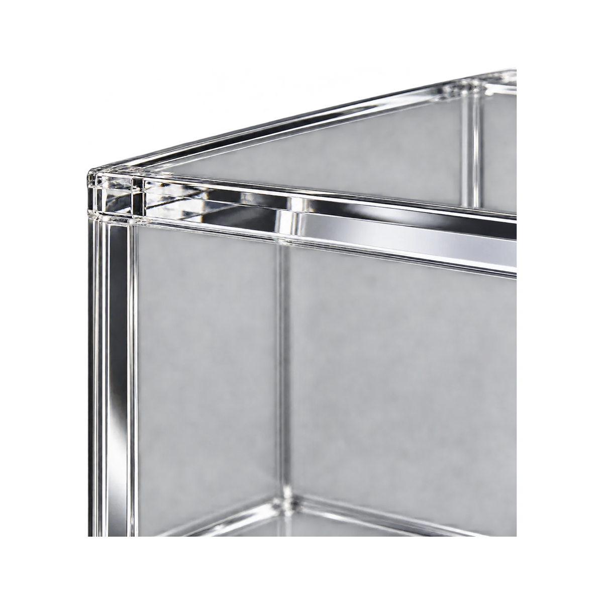 30th Celebration ETB Acrylic Protective Case - detail van acrylrand en paneelverbinding. Gegenereerde productvisualisatie.