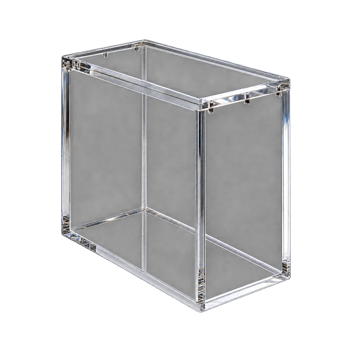 Elite Trainer Box Acrylic Protective Case - zijaanzicht van de lege acryl case. Gegenereerde productvisualisatie.
