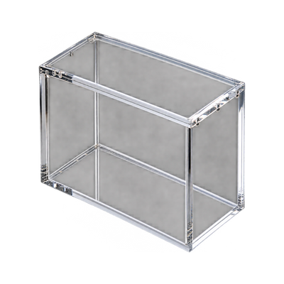 Elite Trainer Box Acrylic Protective Case - bovenkant en sluiting van de lege case. Gegenereerde productvisualisatie.