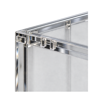 Elite Trainer Box Acrylic Protective Case - detail van acrylrand en paneelverbinding. Gegenereerde productvisualisatie.