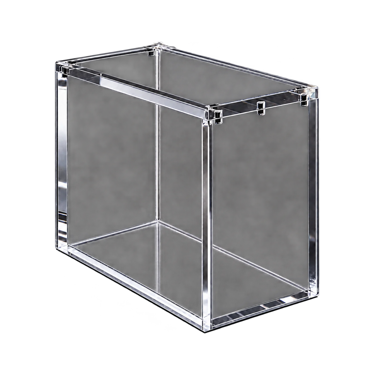 Booster Box Acrylic Protective Case - zijaanzicht van de lege acryl case. Gegenereerde productvisualisatie.