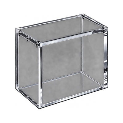 Booster Box Acrylic Protective Case - bovenkant en sluiting van de lege case. Gegenereerde productvisualisatie.