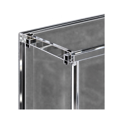 Booster Box Acrylic Protective Case - detail van acrylrand en paneelverbinding. Gegenereerde productvisualisatie.
