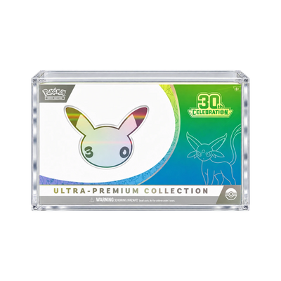 30th Celebration UPC Acrylic Protective Case - vooraanzicht met voorbeeldproduct. Gegenereerde productvisualisatie. Box niet inbegrepen.
