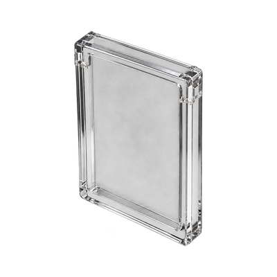 PSA Acrylic Protective Case - bovenkant en sluiting van de lege case. Gegenereerde productvisualisatie.