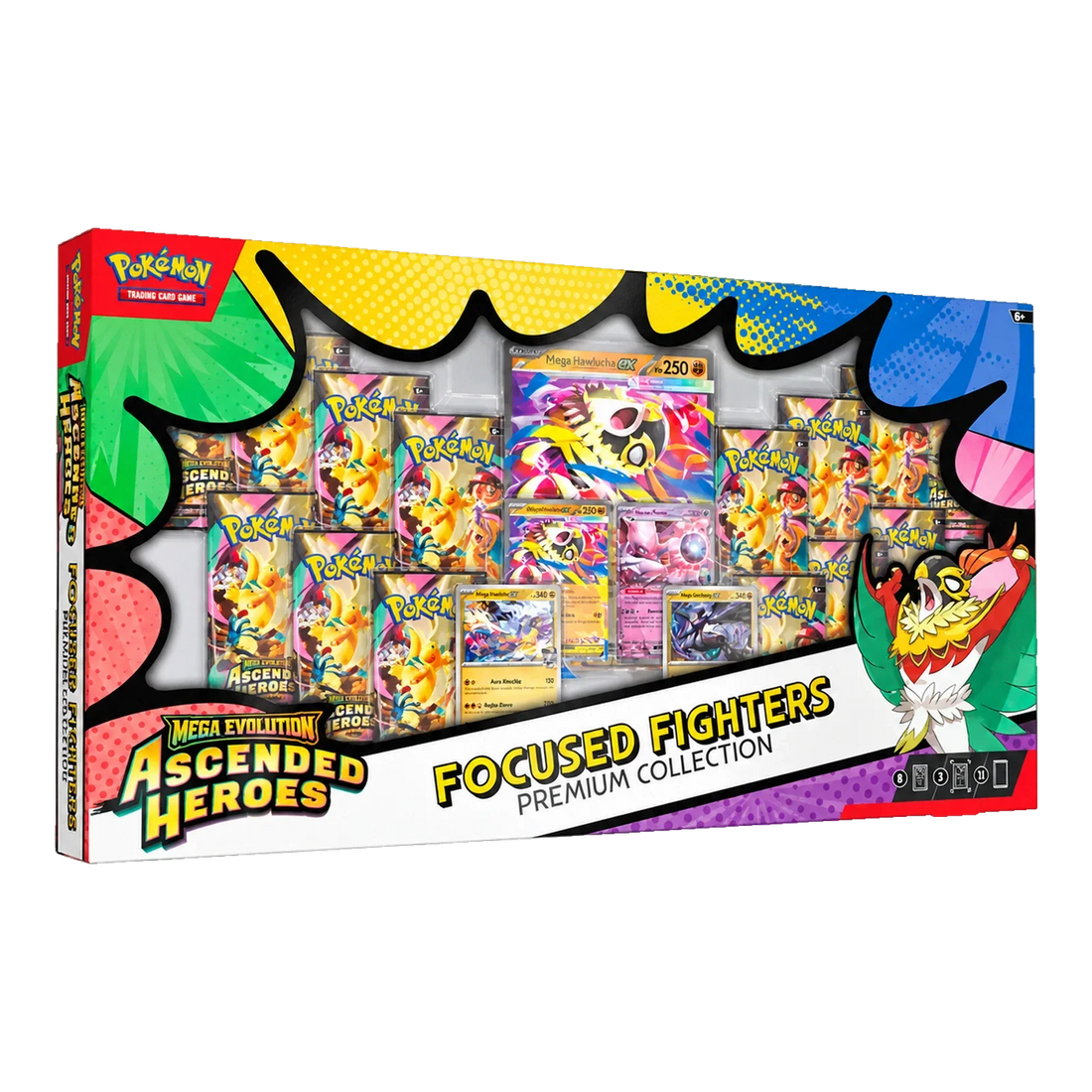 Ascended Heroes Focused Fighters Premium Collection – voorkant en linkerzijkant