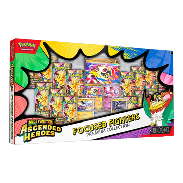 Ascended Heroes Focused Fighters Premium Collection – voorkant en linkerzijkant