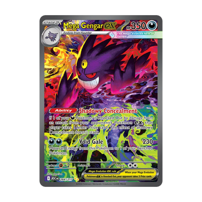 Chase-kaart: Mega Gengar ex 284, Ascended Heroes (Engels). Mogelijke pull; niet gegarandeerd inbegrepen.