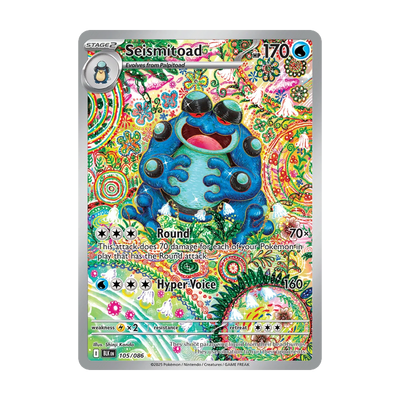 Chase-kaart: Seismitoad 105, Black Bolt Booster Pack (Engels). Mogelijke pull; niet gegarandeerd inbegrepen.