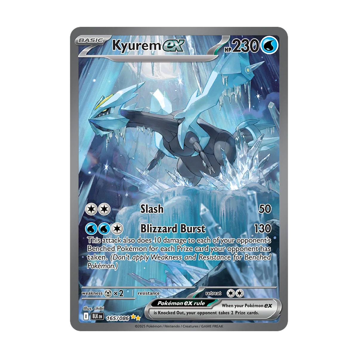 Chase-kaart: Kyurem ex 165, Black Bolt Booster Pack (Engels). Mogelijke pull; niet gegarandeerd inbegrepen.