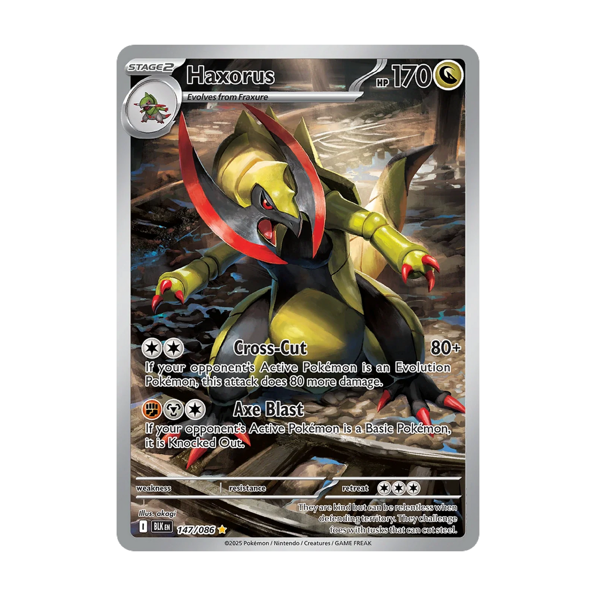 Chase-kaart: Haxorus 147, Black Bolt Booster Pack (Engels). Mogelijke pull; niet gegarandeerd inbegrepen.