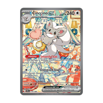 Chaos Rising Booster Pack - chase-kaart 119 cinccino ex (Engels). Mogelijke pull; niet gegarandeerd inbegrepen.