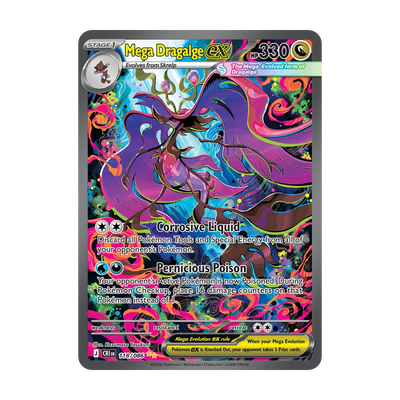 Chase-kaart: Mega Dragalge ex 118, Chaos Rising Booster Pack (Engels). Mogelijke pull; niet gegarandeerd inbegrepen.