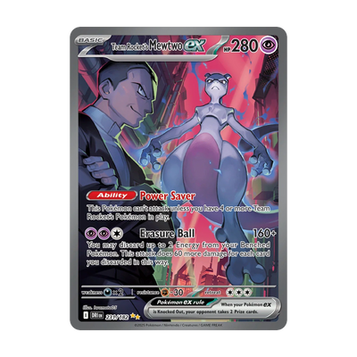 Destined Rivals Sleeved Booster Pack - chase-kaart 231 team rocket s mewtwo ex (Engels). Mogelijke pull; niet gegarandeerd inbegrepen.