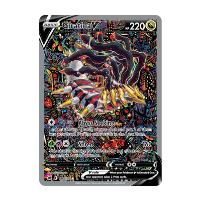 Chase-kaart: Giratina V 186, Lost Origin Booster Pack (Engels). Mogelijke pull; niet gegarandeerd inbegrepen.