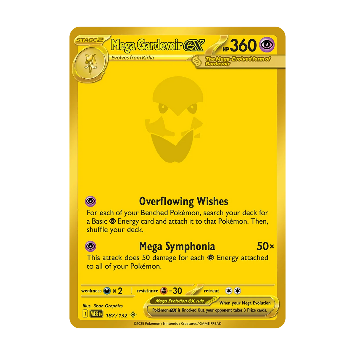 Chase-kaart: Mega Gardevoir ex 187, Mega Evolution Booster Pack (Engels). Mogelijke pull; niet gegarandeerd inbegrepen.