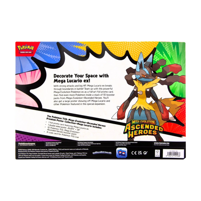 Back of English Pokémon Ascended Heroes Mega Lucario Premium Poster Collection
