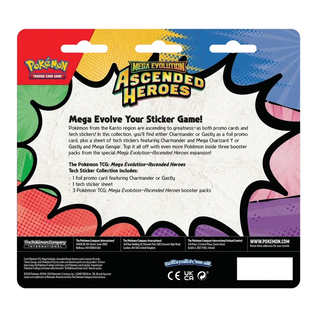 Ascended Heroes Tech Sticker Collection – Charmander – echte achterkant met inhoud en fabrikant