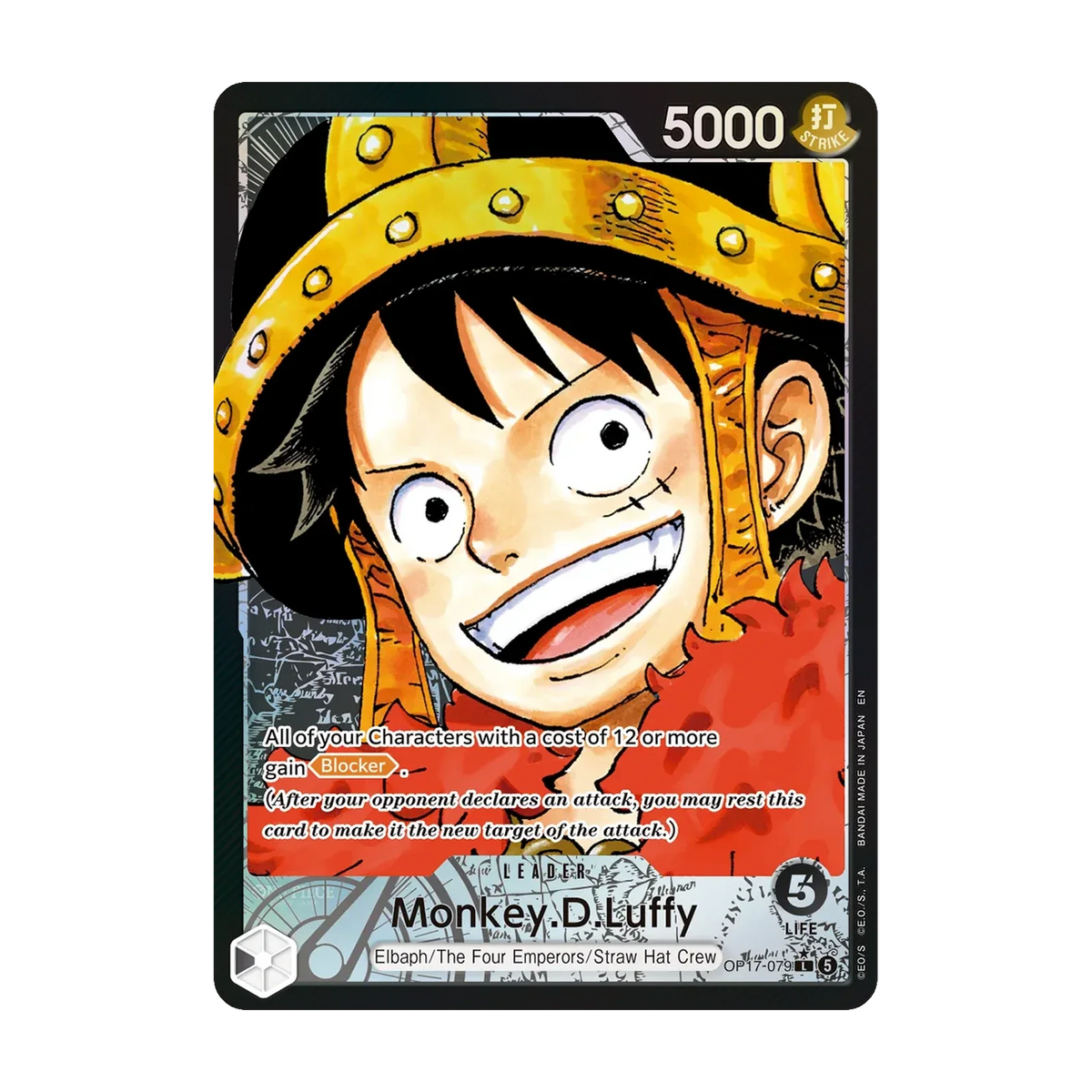 One Piece OP17 Booster Box (Engels) – Chase-kaart: Monkey.D.Luffy OP17-079 (Engels). Mogelijke pull; niet gegarandeerd inbegrepen.