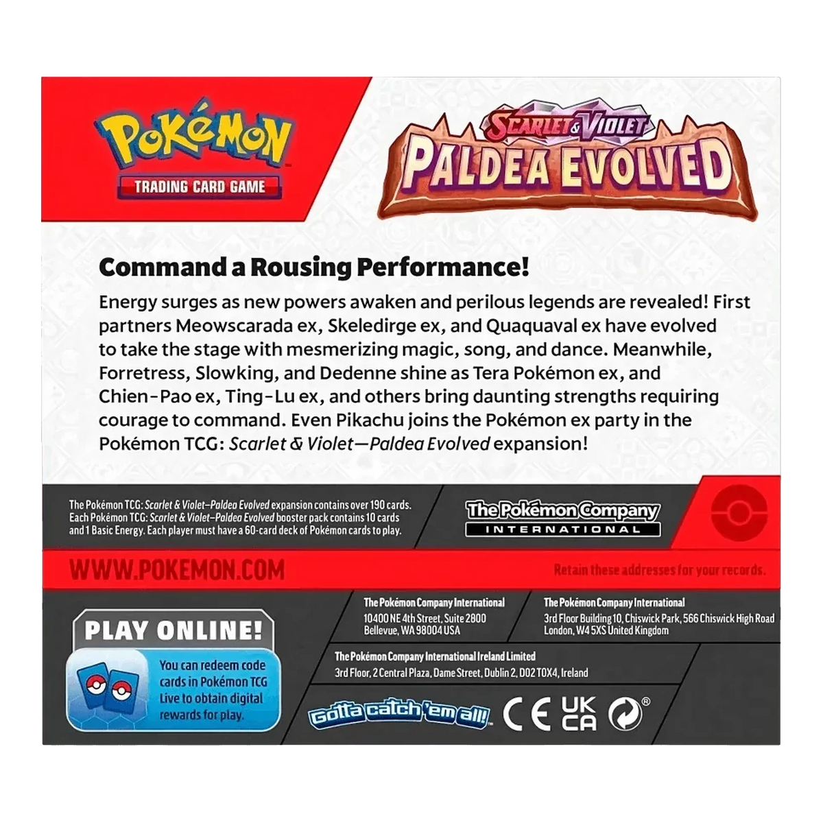 Paldea Evolved Booster Box - achterkant verpakking