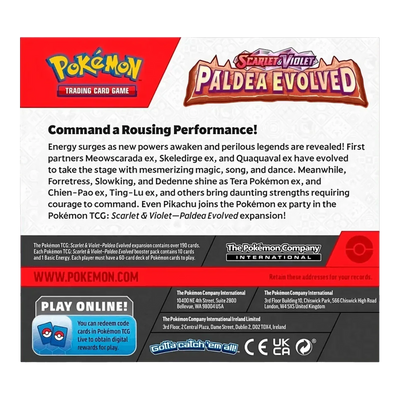Paldea Evolved Booster Box - achterkant verpakking