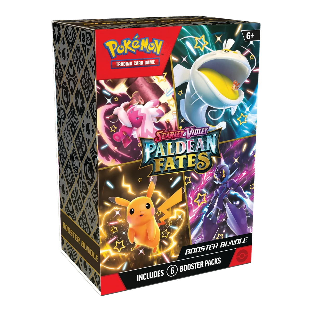 Paldean Fates Booster Bundle – voorkant en linkerzijkant