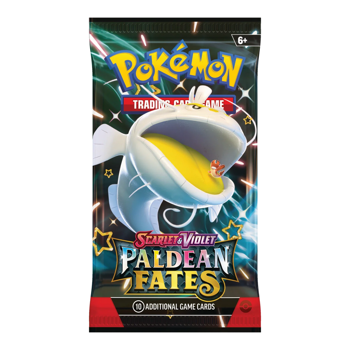 Paldean Fates Booster Pack – Engelse verpakking, artwork Dondozo Tatsugiri
