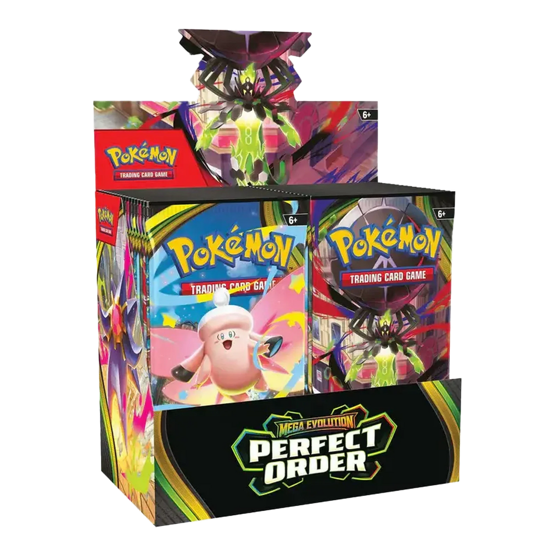 Perfect Order Booster Box – geopend als display, voorkant en linkerzijkant