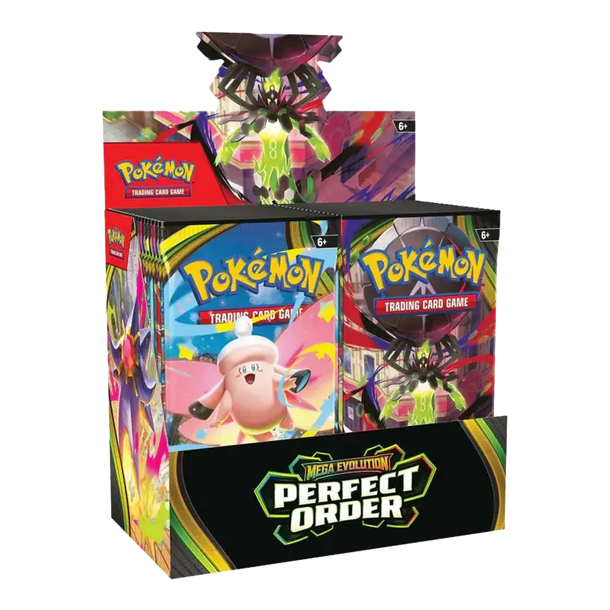 Perfect Order Booster Box – geopend als display, voorkant en linkerzijkant