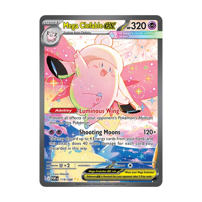 Perfect Order Booster Box – mogelijke chase-kaart 119-mega-clefable-ex; niet gegarandeerd inbegrepen