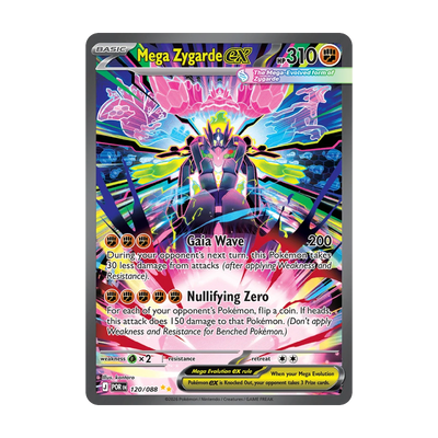 Chase-kaart: Mega Zygarde ex 120, Perfect Order Booster Pack (Engels). Mogelijke pull; niet gegarandeerd inbegrepen.