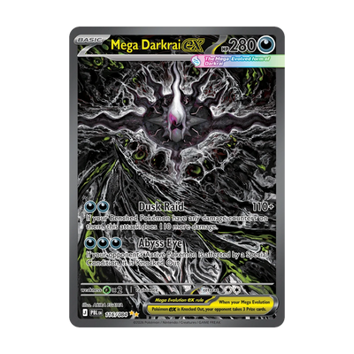 Chase-kaart: Mega Darkrai ex 116, Pitch Black Booster Pack (Engels). Mogelijke pull; niet gegarandeerd inbegrepen.