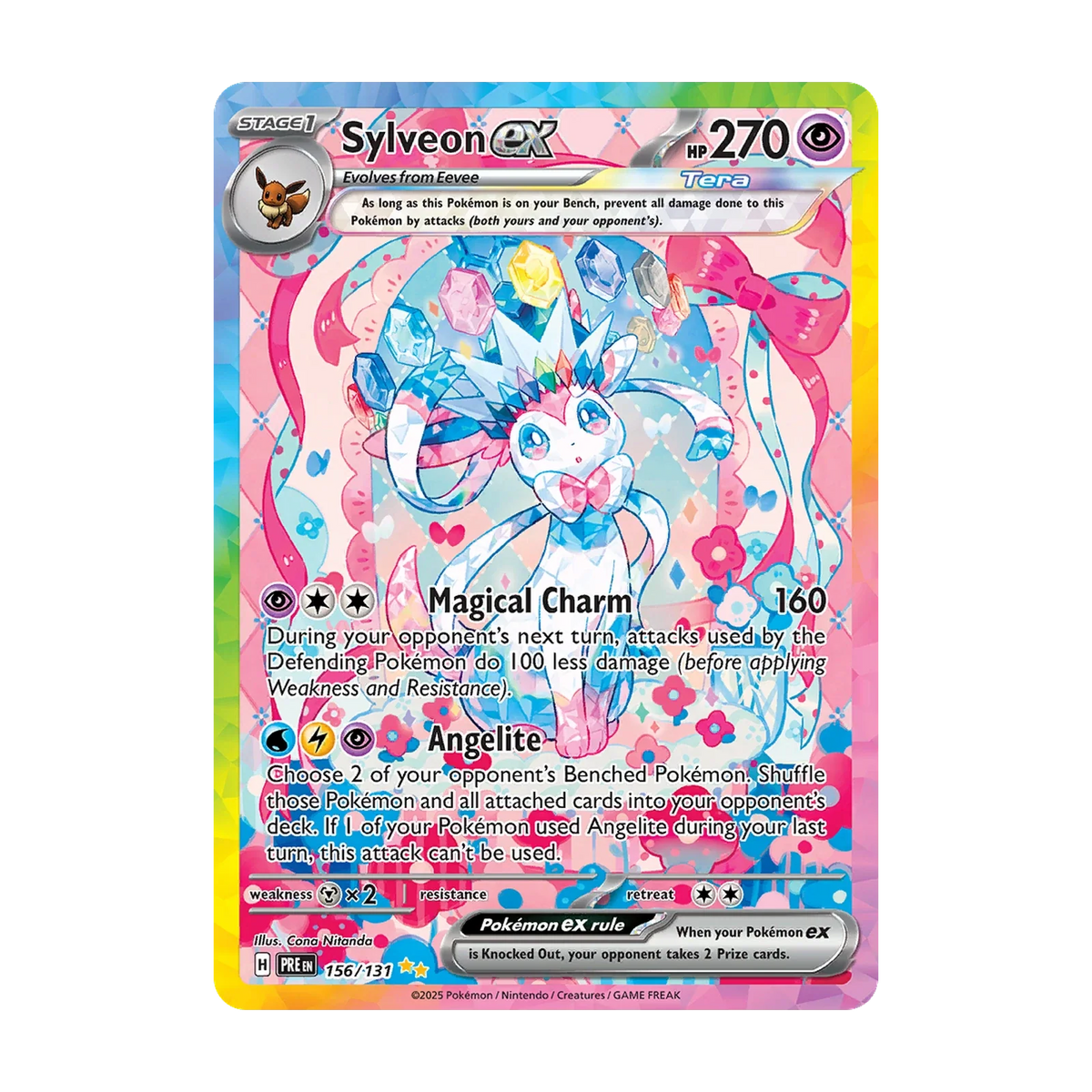 Prismatic Evolutions Booster Pack - chase-kaart 156 sylveon ex (Engels). Mogelijke pull; niet gegarandeerd inbegrepen.