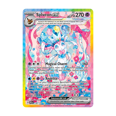 Prismatic Evolutions Booster Pack - chase-kaart 156 sylveon ex (Engels). Mogelijke pull; niet gegarandeerd inbegrepen.