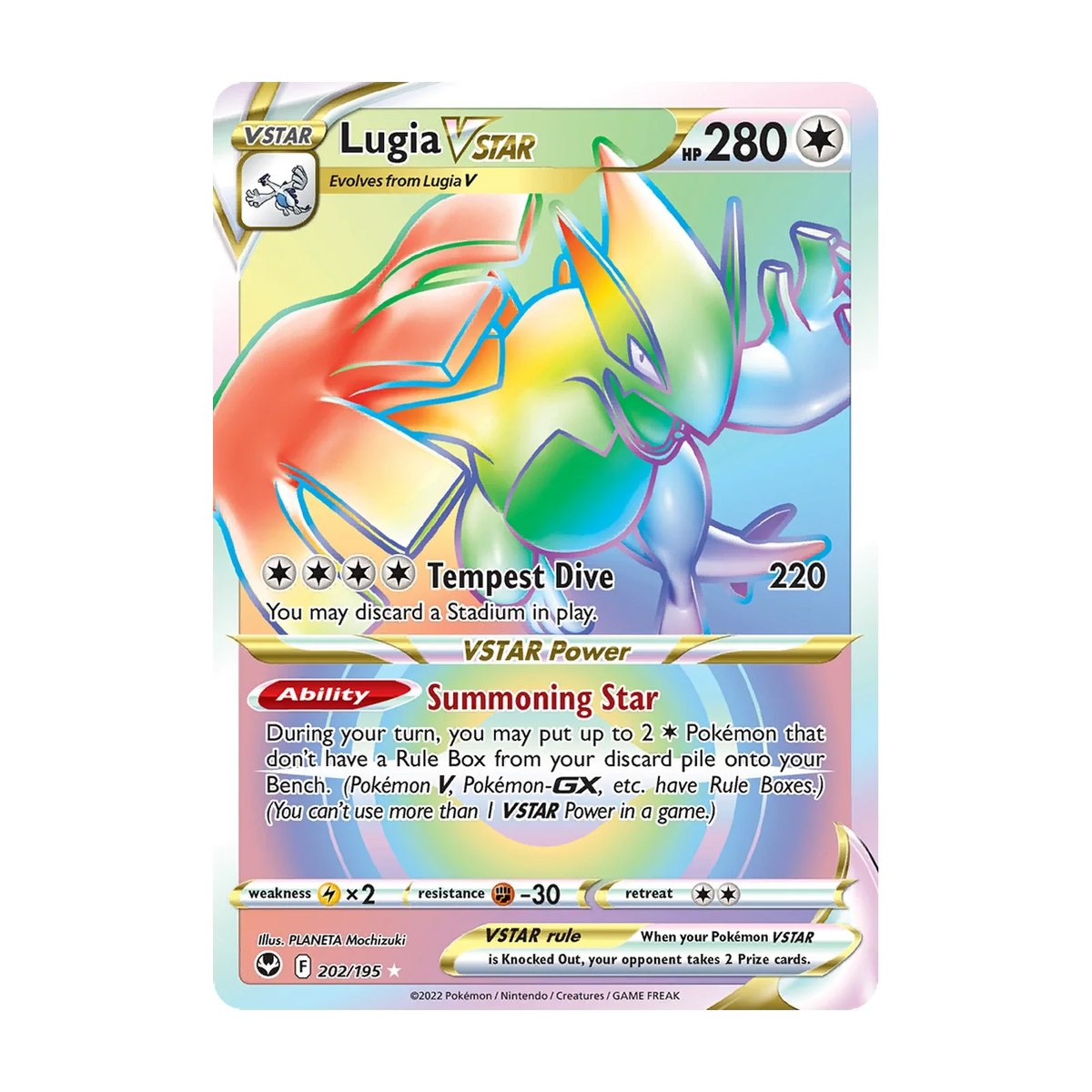 Chase-kaart: Lugia VSTAR 202, Silver Tempest Booster Pack (Engels). Mogelijke pull; niet gegarandeerd inbegrepen.