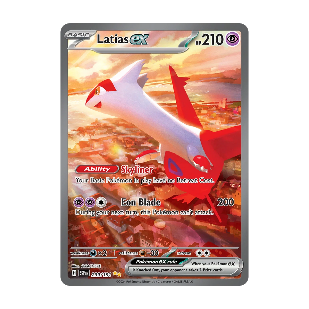 Surging Sparks Booster Pack - chase-kaart 239 latias ex (Engels). Mogelijke pull; niet gegarandeerd inbegrepen.