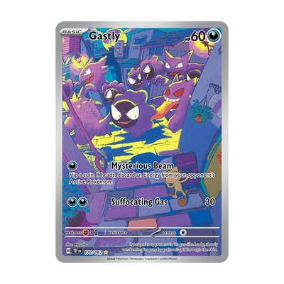 Chase-kaart: Gastly 177/162, Temporal Forces (Engels). Mogelijke pull; niet gegarandeerd inbegrepen.